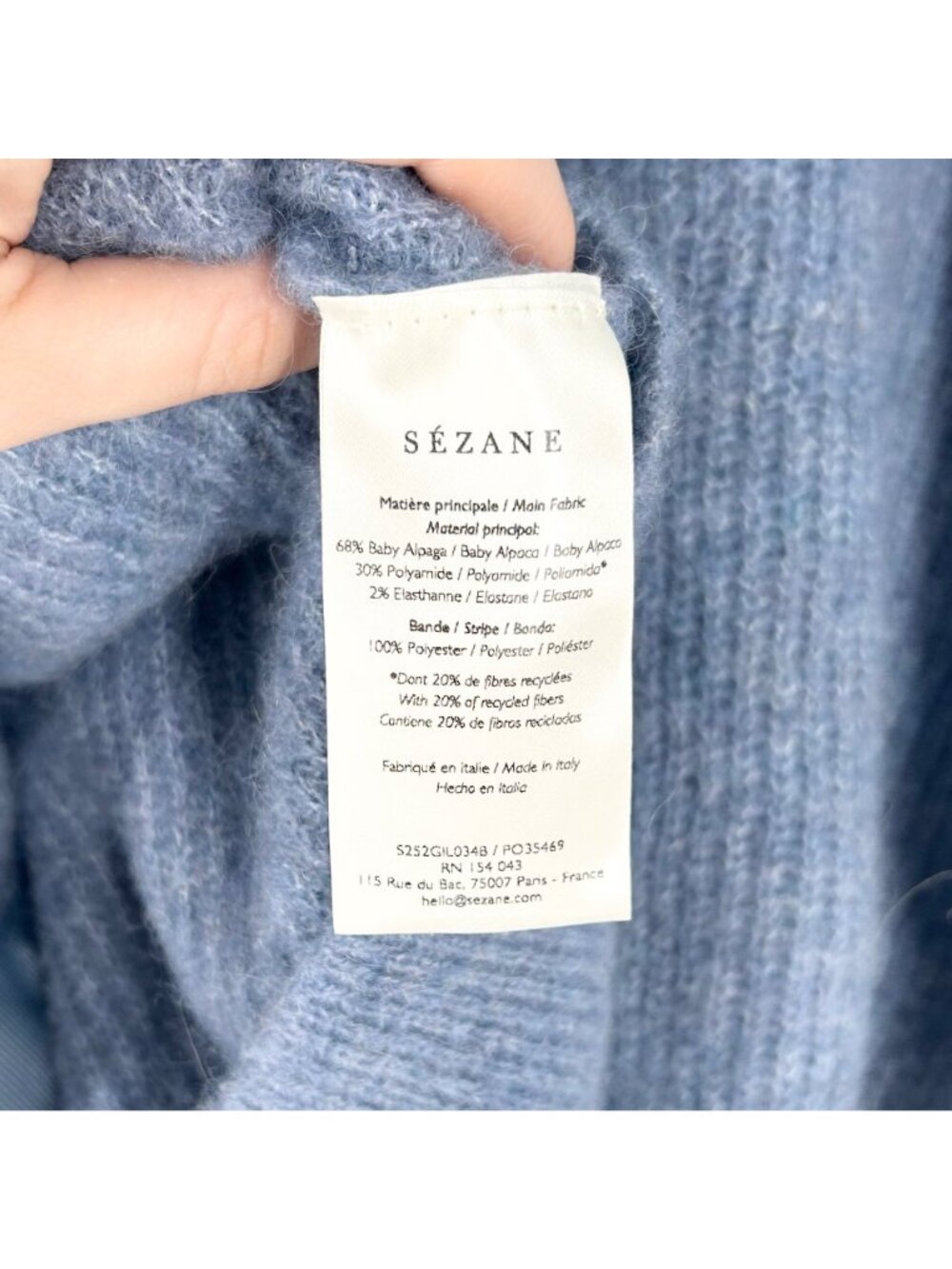 NWT Sézane Othello Baby Alpaca Cardigan in Ice Blue - Picture 11 of 11